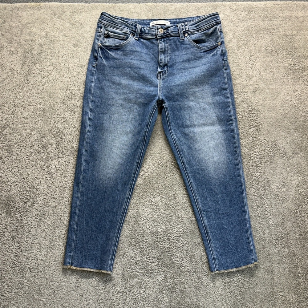 Kancan Jeans Womens 31 Blue Skinny Cropped Mid Rise Medium Wash Stretch Denim